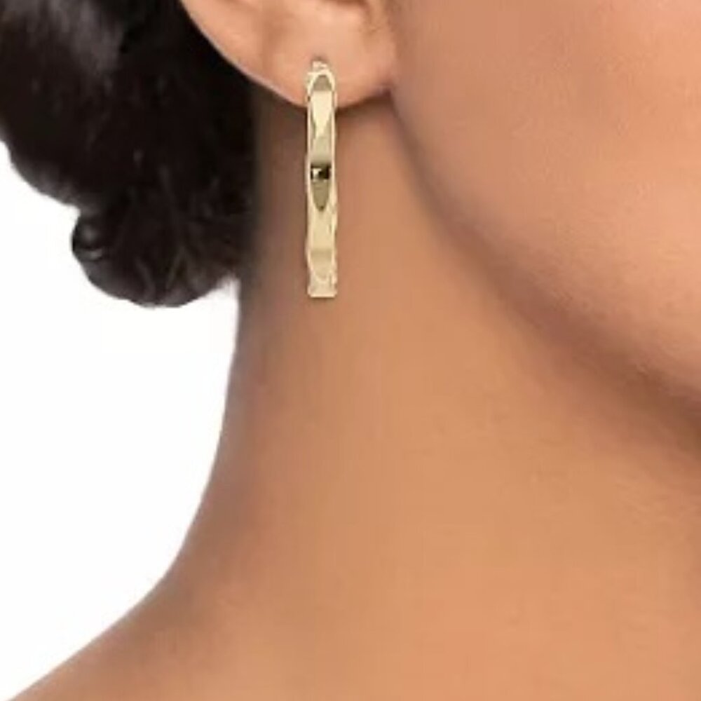 NINE WEST Mod/Contemporary Gold Wavy Flat Hoop Earrings**NEW! - Picture 2 of 2